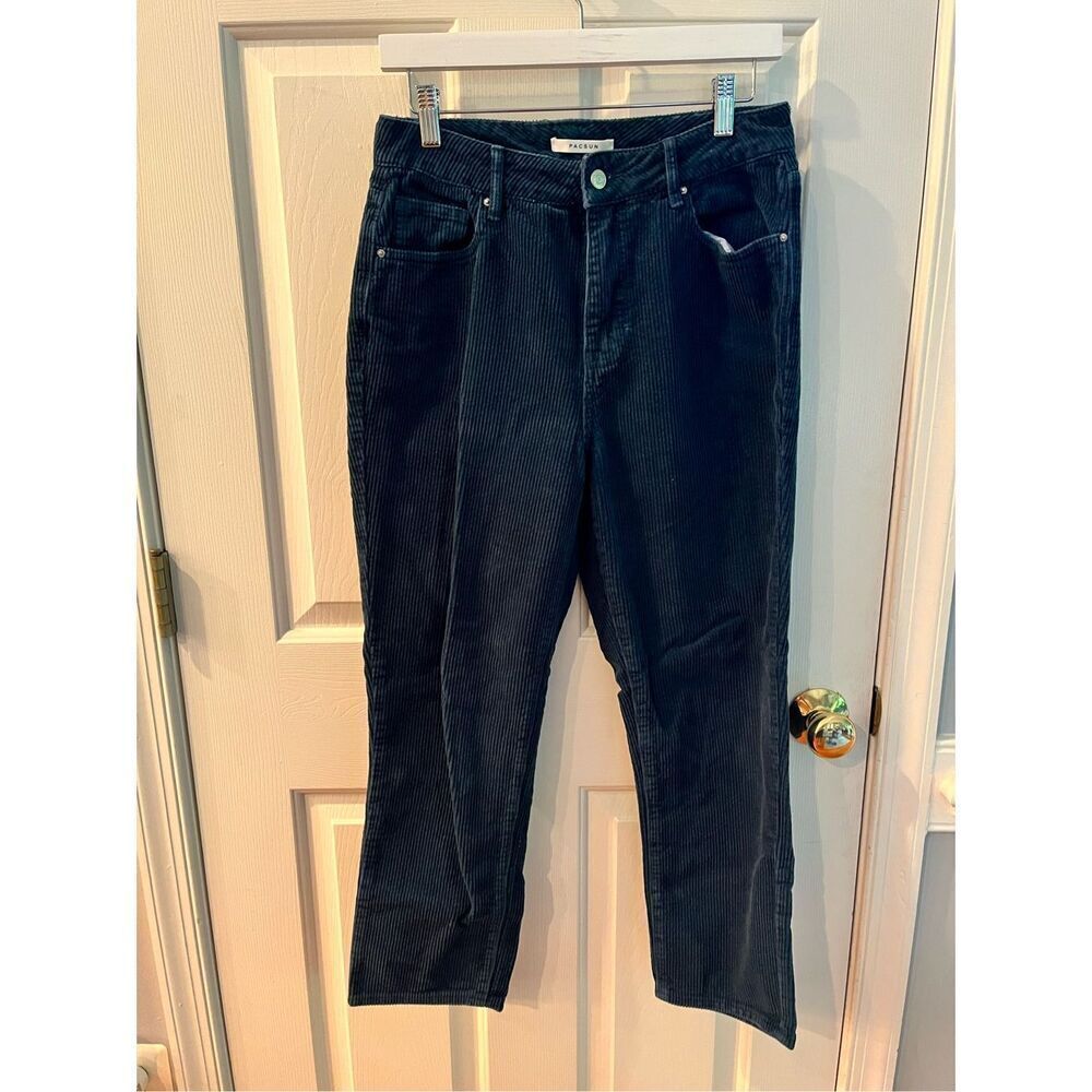 PACSUN Dark Teal Wide Whale Corduroy Mom Jeans sz 28 EUC